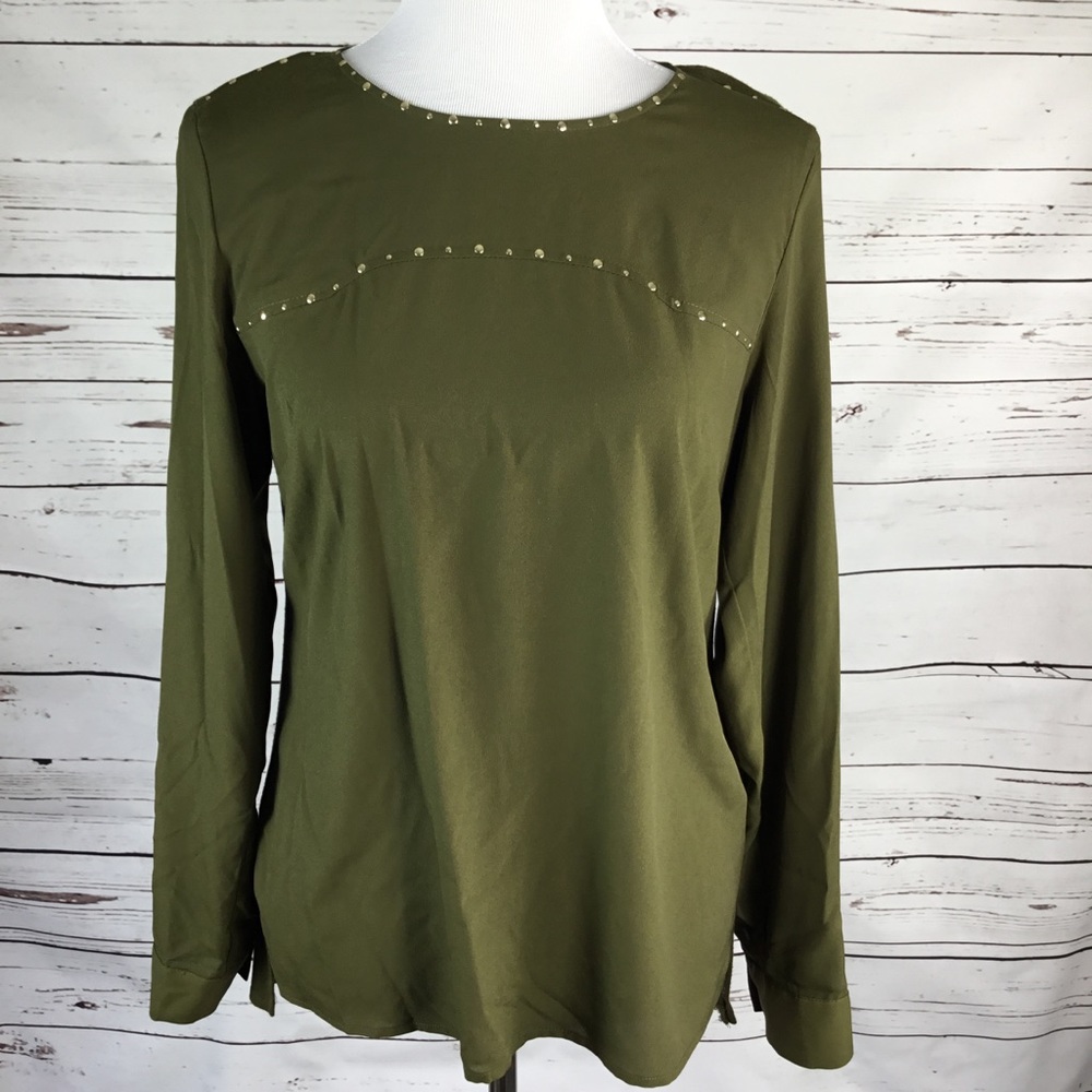 Eci‎ New York Olive Green Blouse  Size Medium
